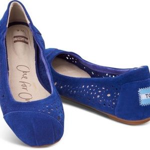 Toms Ballet Flats Moroccan Suede Royal Blue Size 8.5